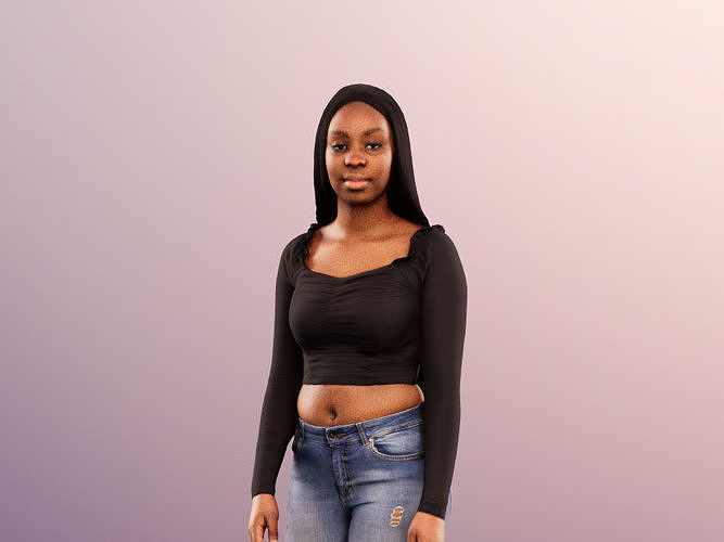 Rae 12045 - Black Young Woman Standing Casual Low-poly 3D model