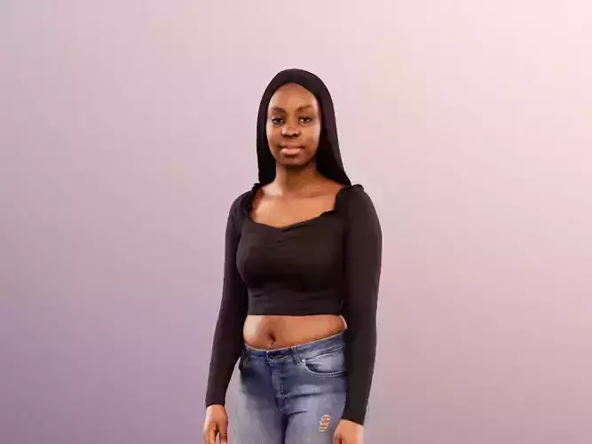 Rae 12045 - Black Young Woman Standing Casual