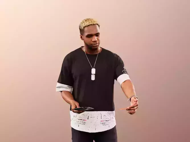 Maverick 12152 - Black Man Holding His Purse Paying