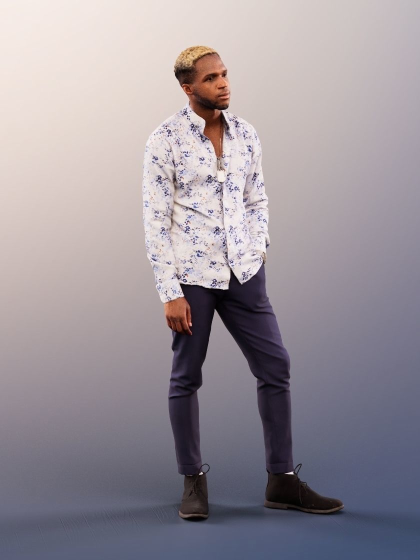 Maverick 12154 - Black Casual Man Standing Hand In Pocket Low-poly 3D model_2