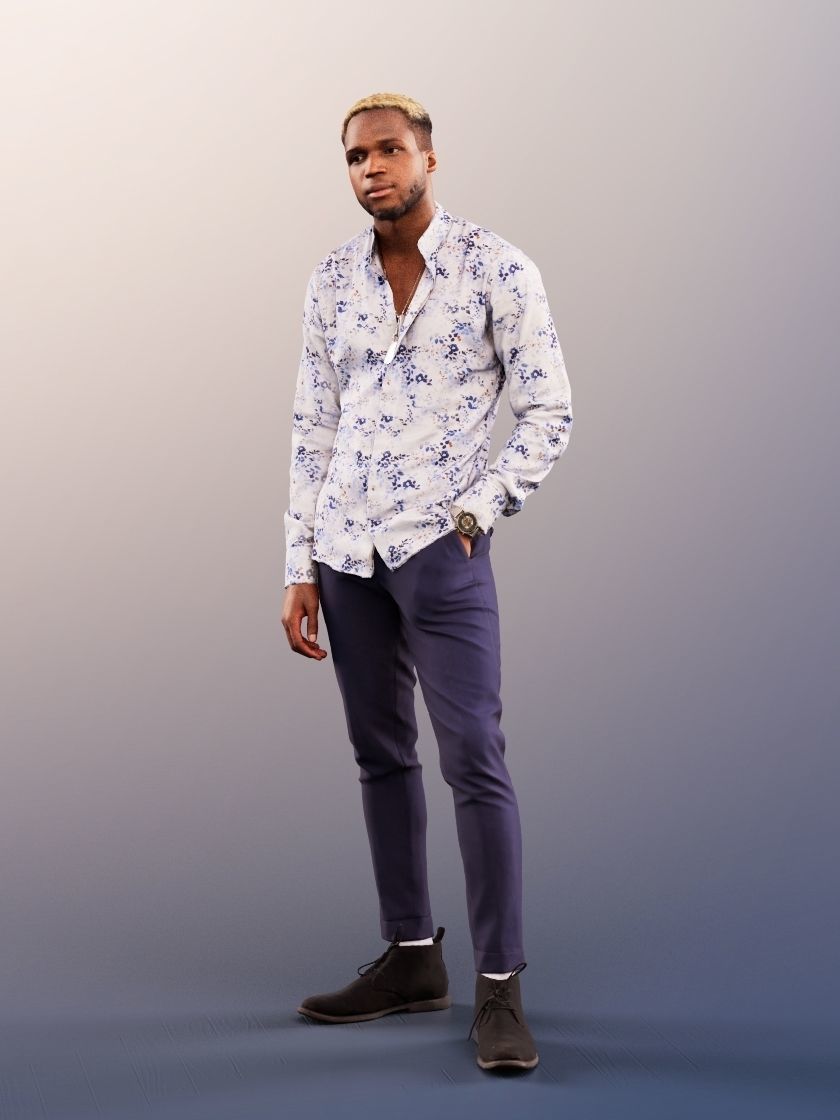 Maverick 12154 - Black Casual Man Standing Hand In Pocket Low-poly 3D model_1