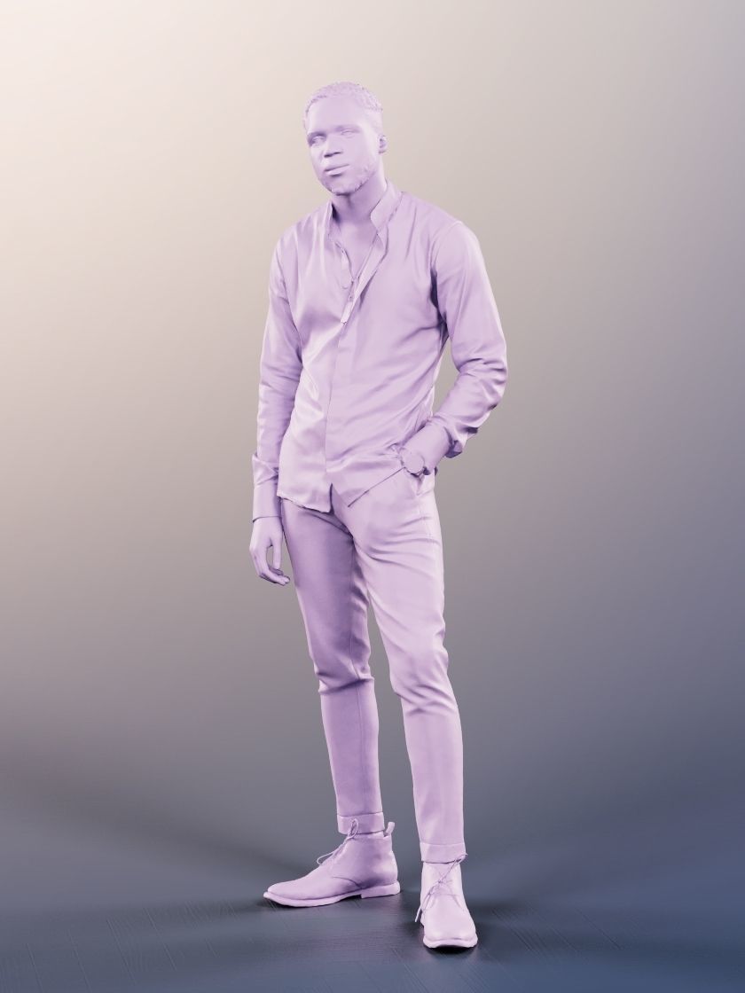 Maverick 12154 - Black Casual Man Standing Hand In Pocket Low-poly 3D model_3