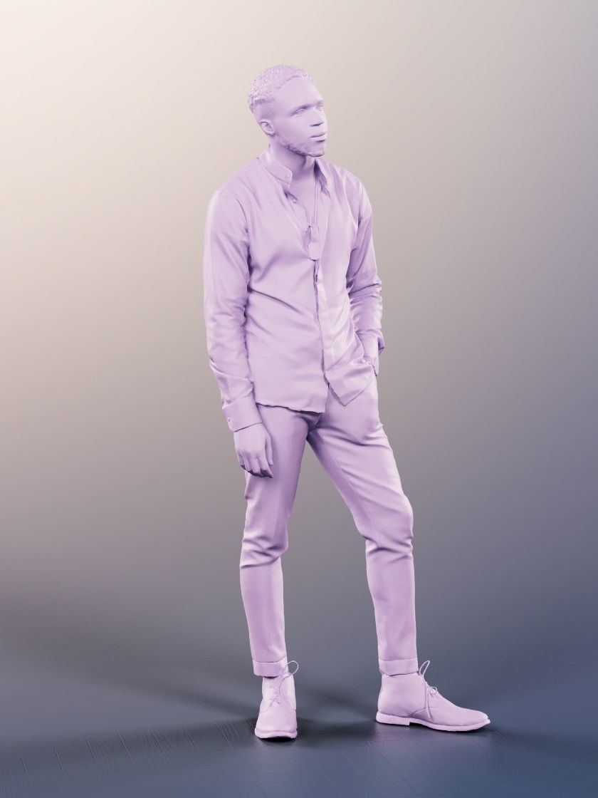 Maverick 12154 - Black Casual Man Standing Hand In Pocket Low-poly 3D model_4