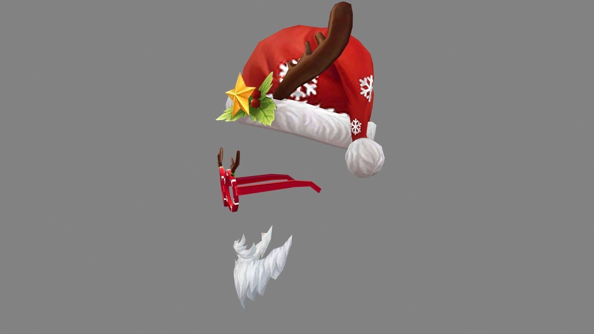 Cartoon santa claus decorations Low-poly 3D model_1