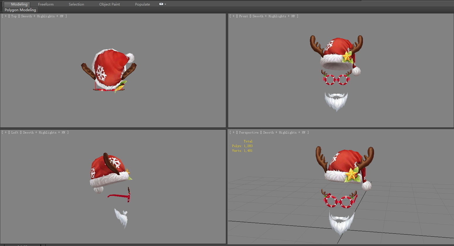 Cartoon santa claus decorations Low-poly 3D model_3