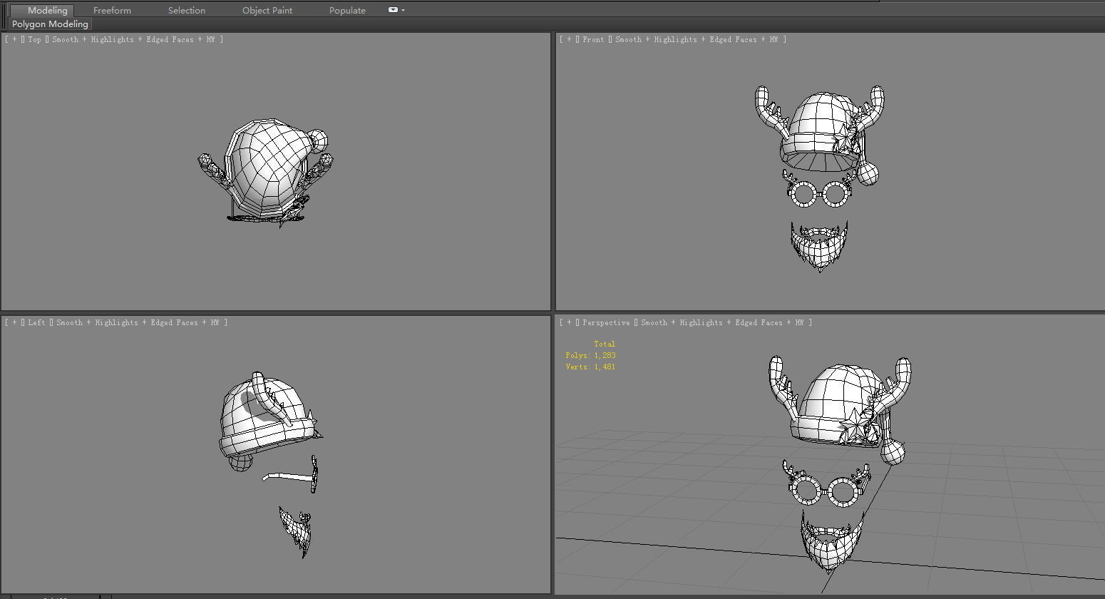 Cartoon santa claus decorations Low-poly 3D model_5