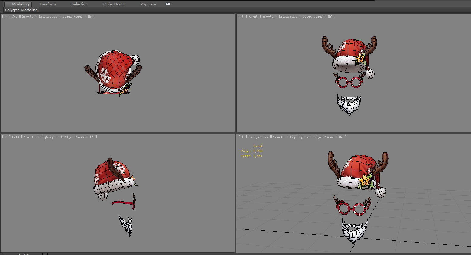Cartoon santa claus decorations Low-poly 3D model_4