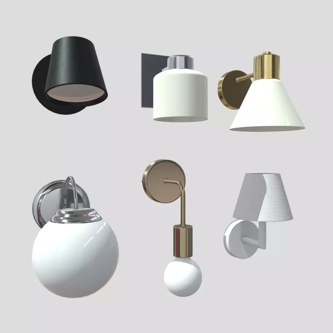 Wall Lamp Pack Low-poly 3D model_0