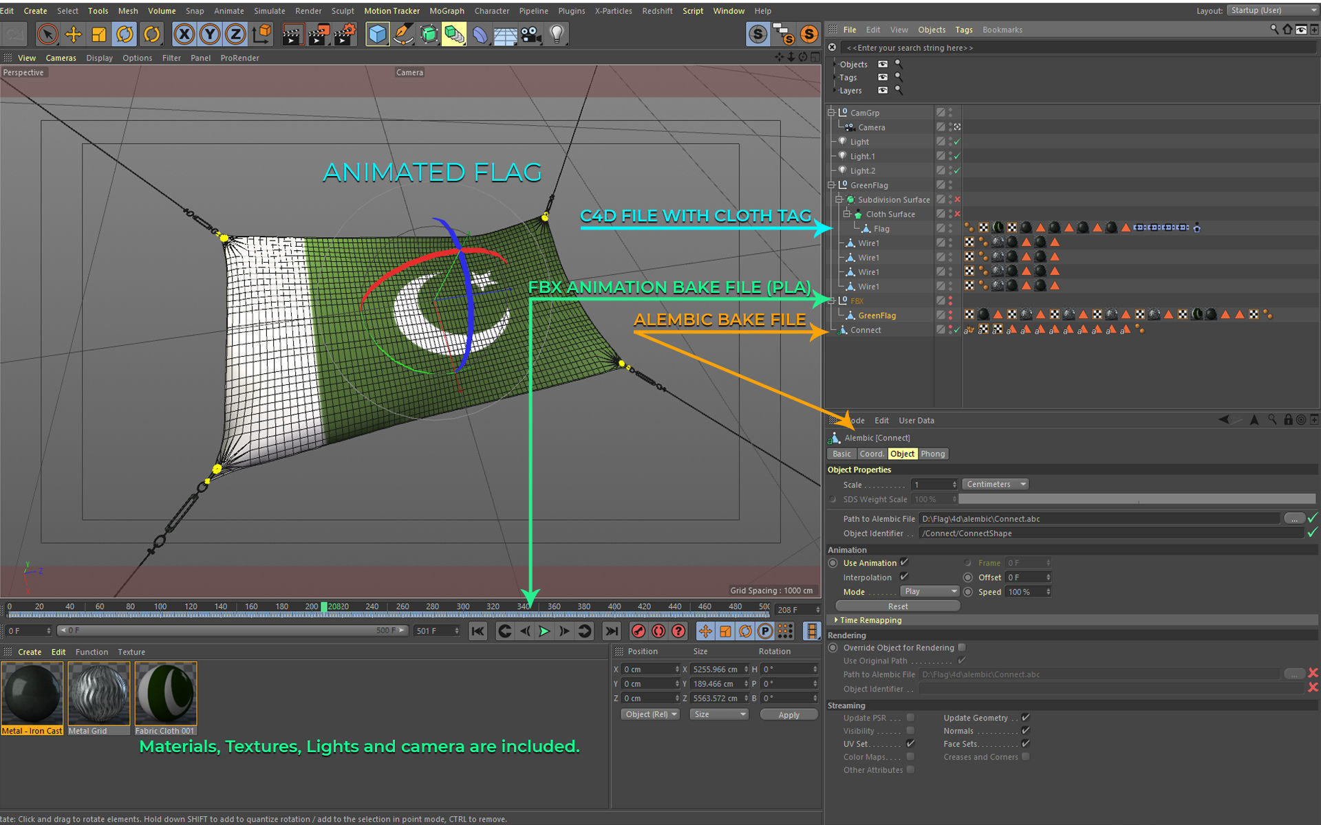 Animated Flag- Wired Transitional Flag  3D model_4