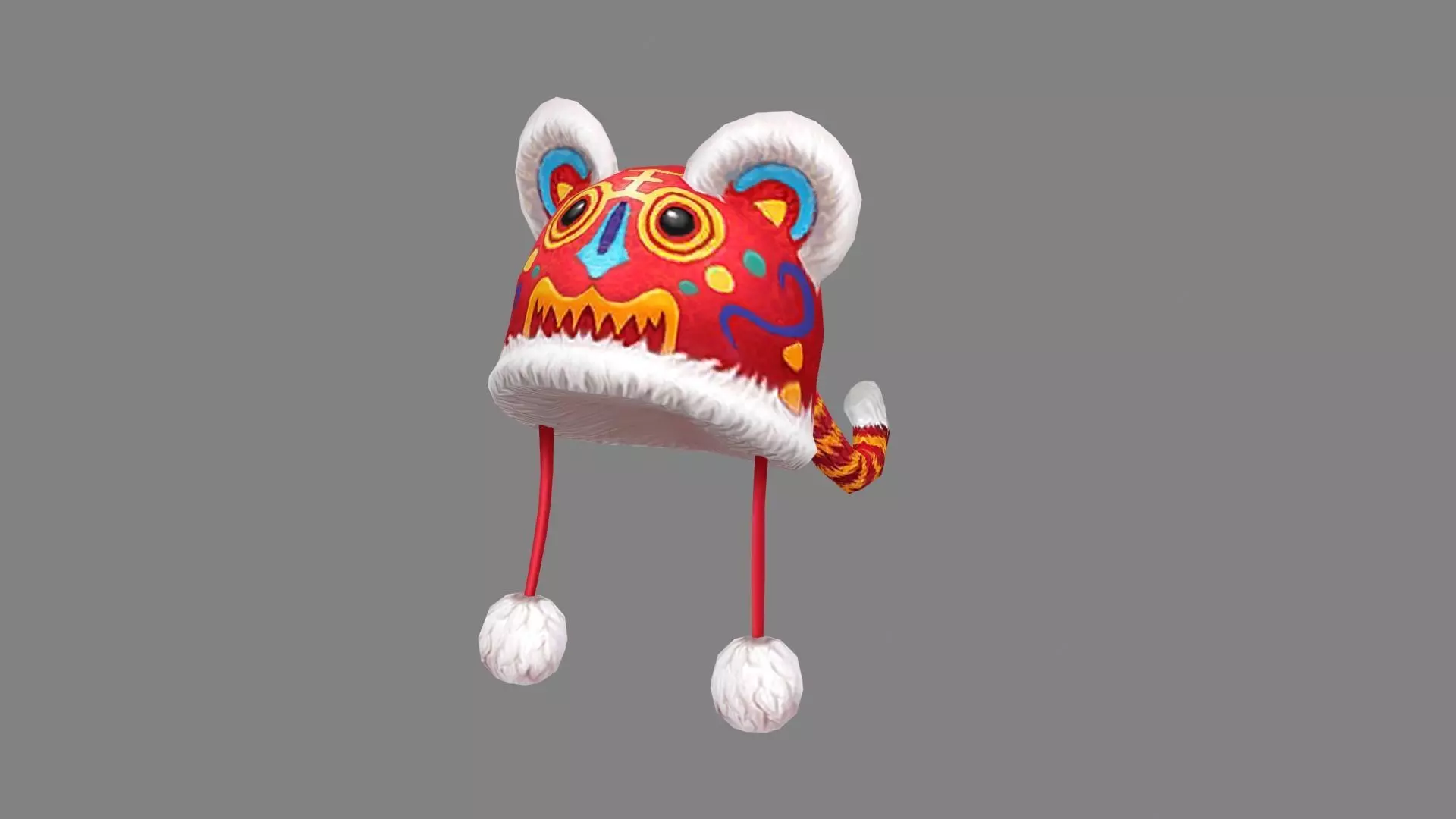 Cartoon fabric tiger hat - Chinese New Year costumes Low-poly 3D model