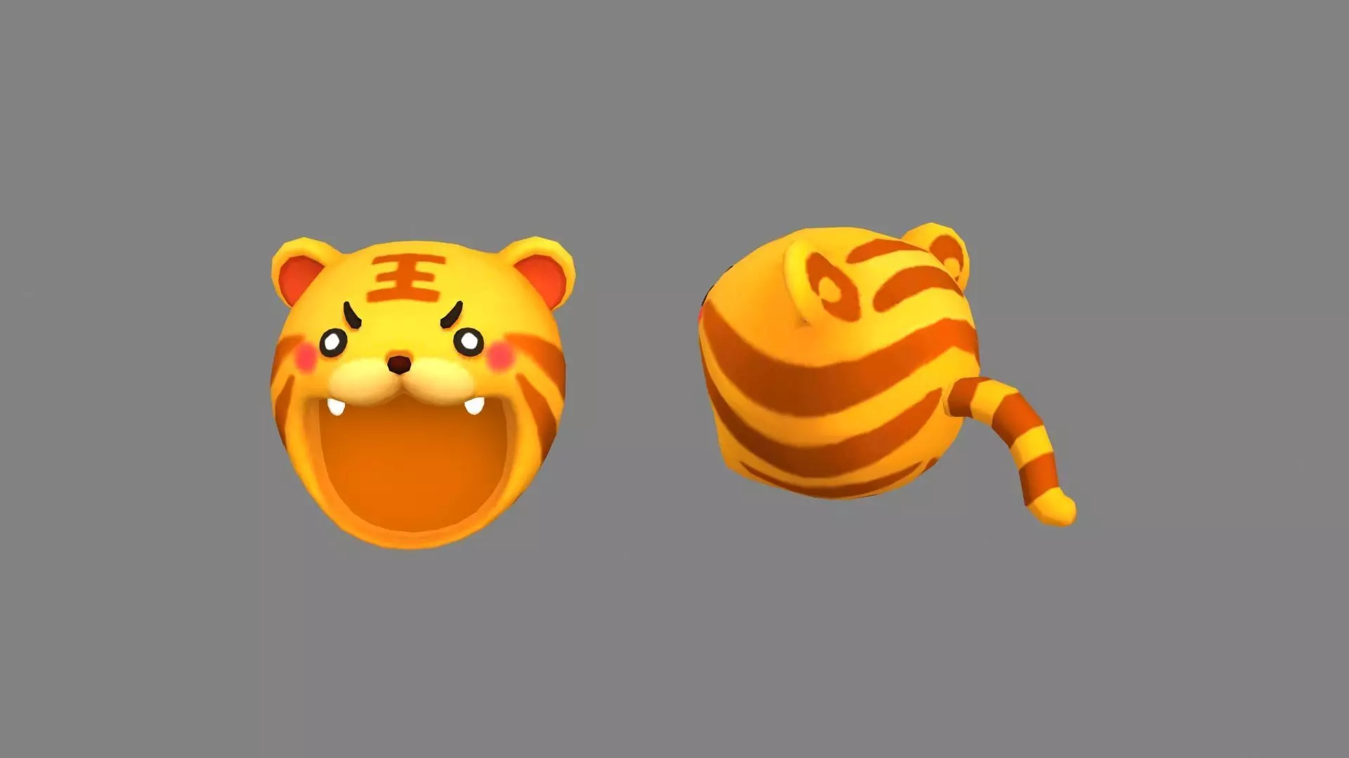 Cartoon tiger hat Low-poly 3D model