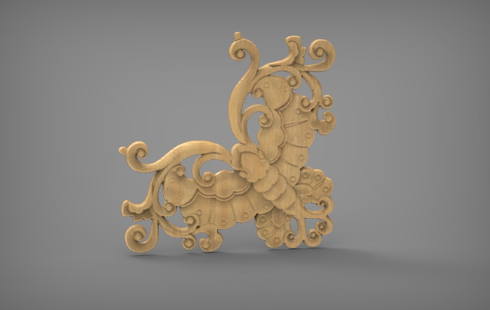 Floral Wood Carving for Furniture - 10 3D model_5