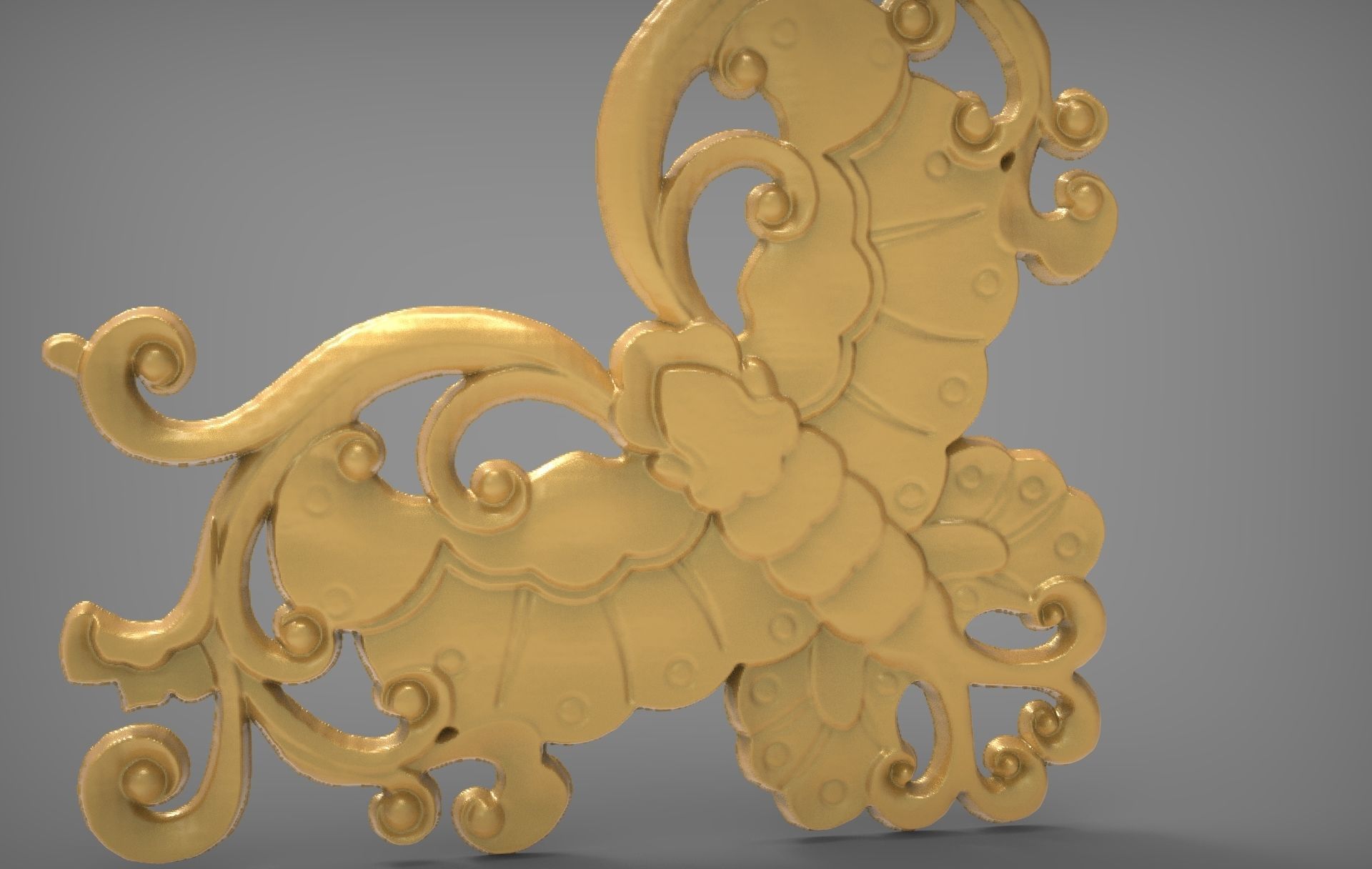 Floral Wood Carving for Furniture - 10 3D model_4