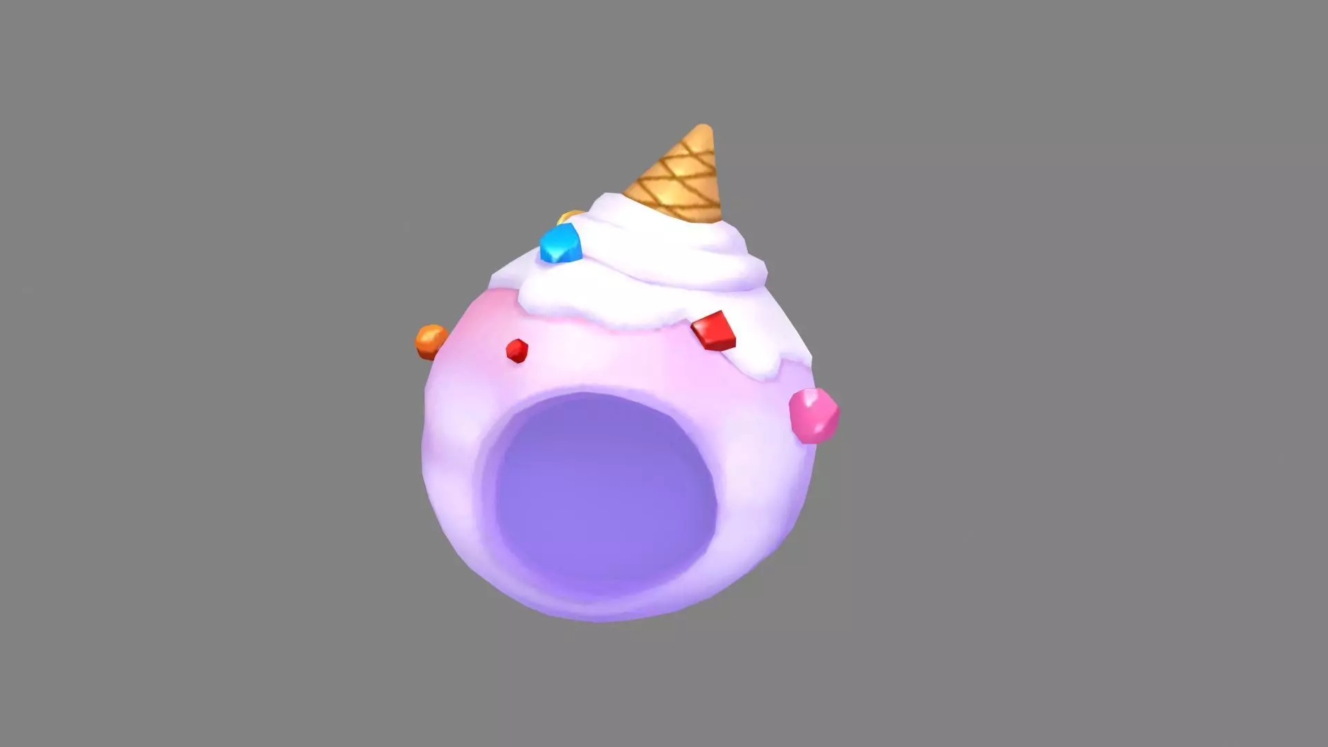 Cartoon ice cream hood - hat Low-poly 3D model_0