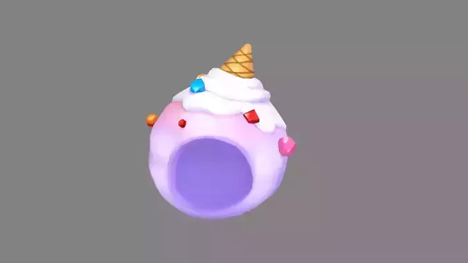 Cartoon ice cream hood - hat Low-poly 3D model