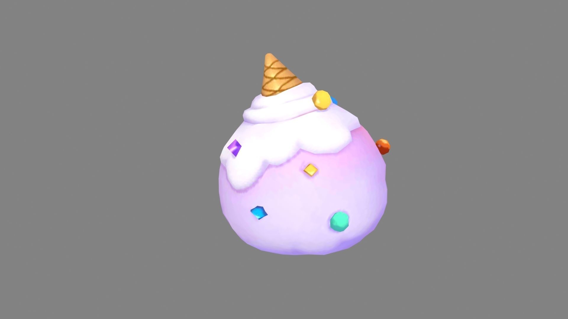 Cartoon ice cream hood - hat Low-poly 3D model_2