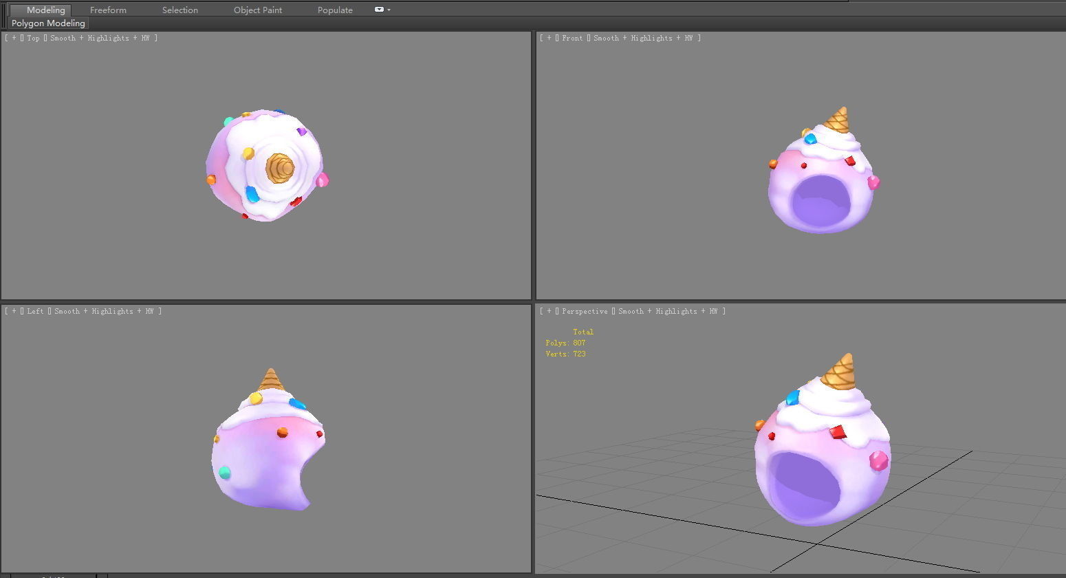 Cartoon ice cream hood - hat Low-poly 3D model_3