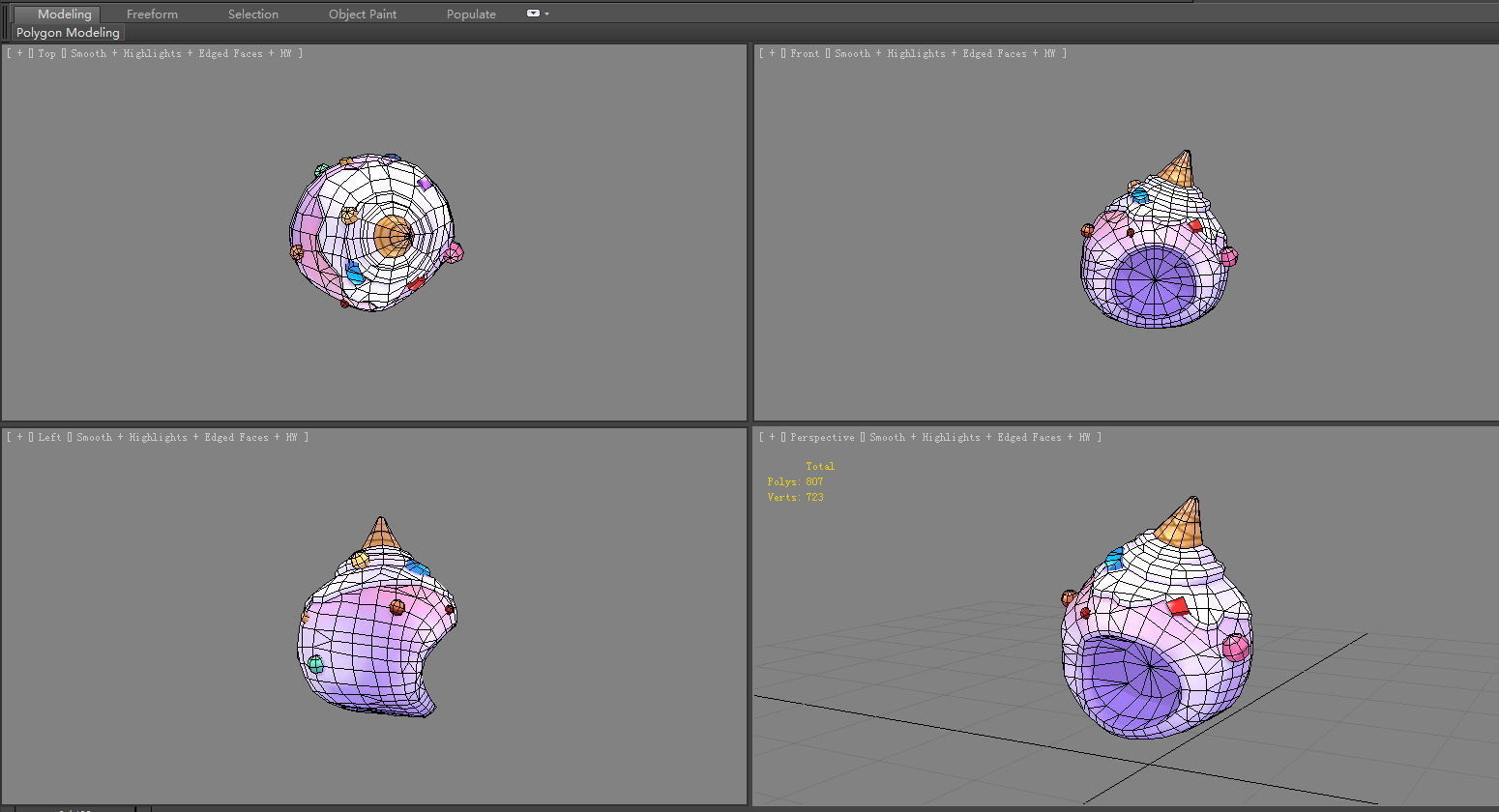 Cartoon ice cream hood - hat Low-poly 3D model_4