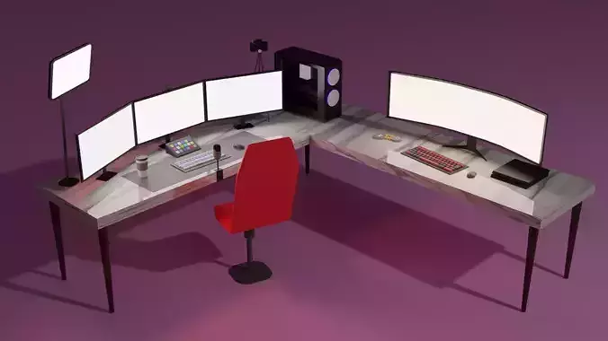 Stream Table for streamer  Low-poly 3D model