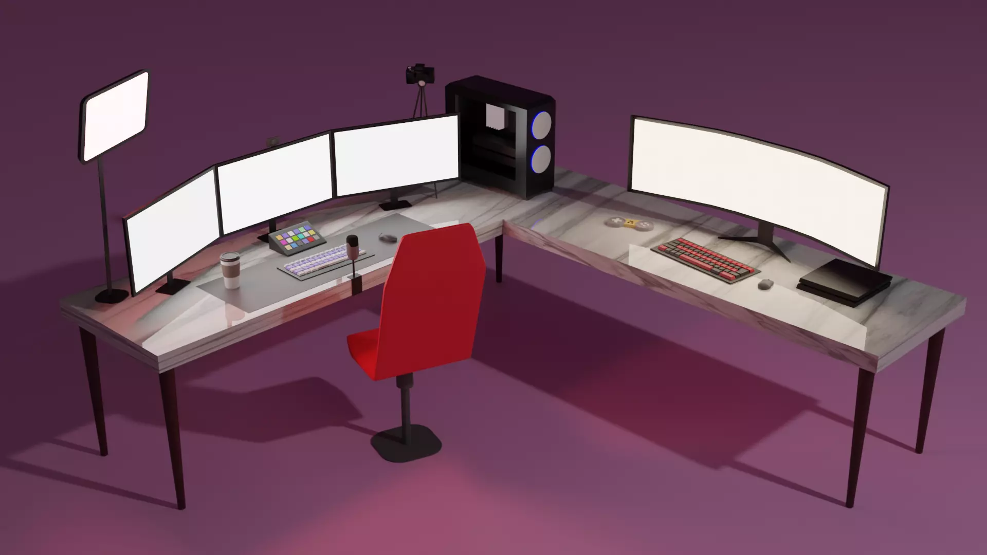 Stream Table for streamer  Low-poly 3D model_0