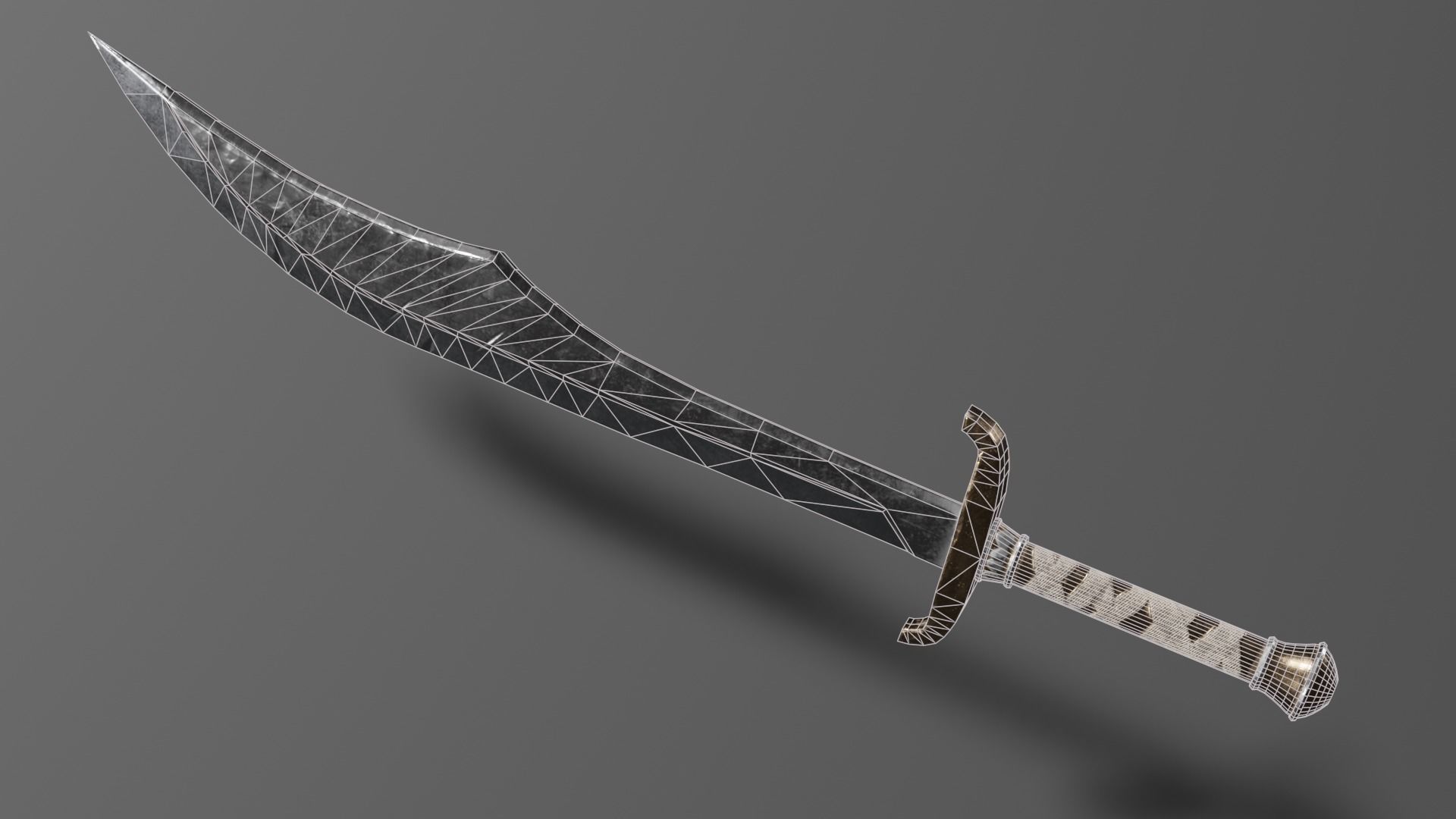 Ancient sword Low-poly 3D model_9