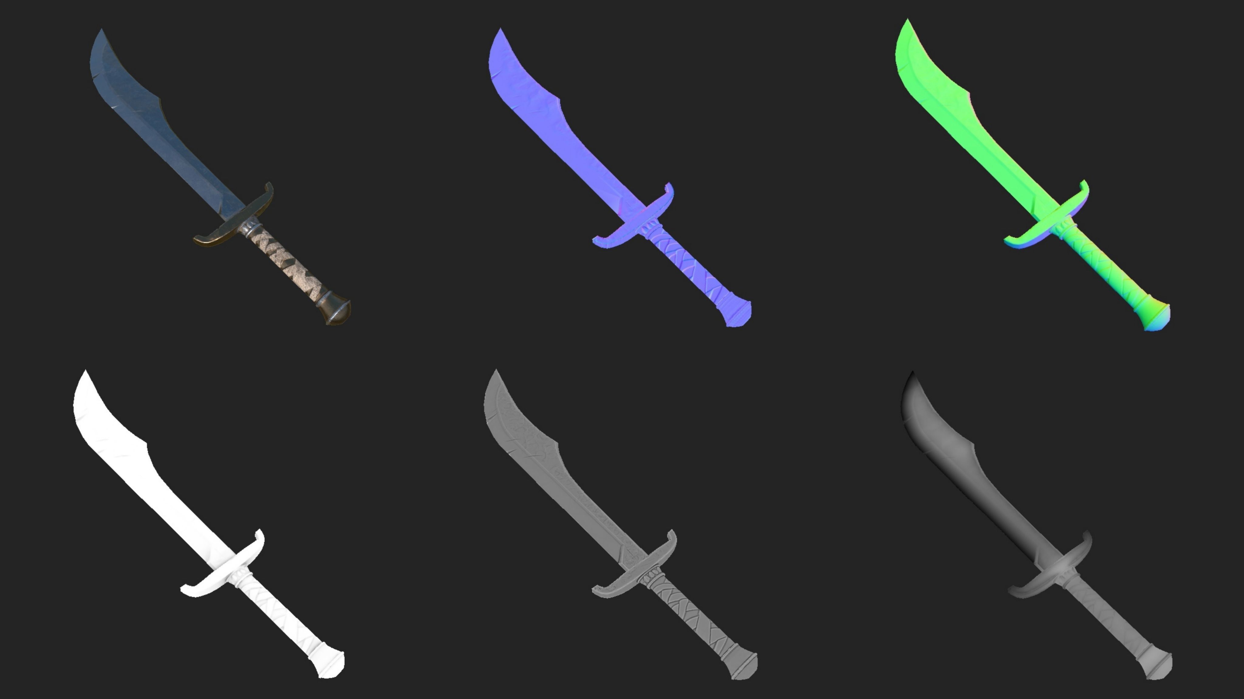 Ancient sword Low-poly 3D model_10