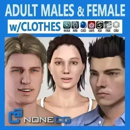 Pack - Adult Males and Female Megapack 3D model