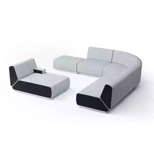 White Sectional Couch And Ottoman