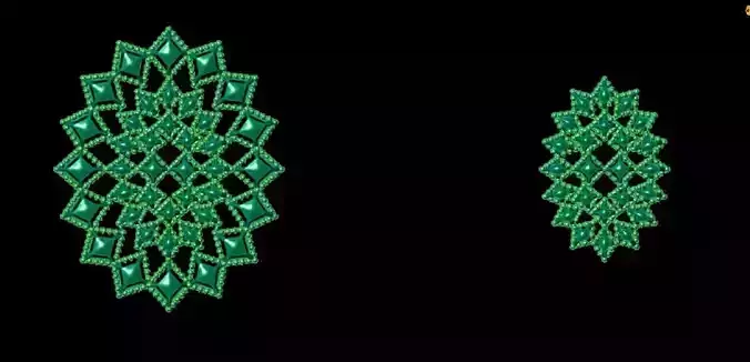 Pendant Set 7 emerald bead embroidery design