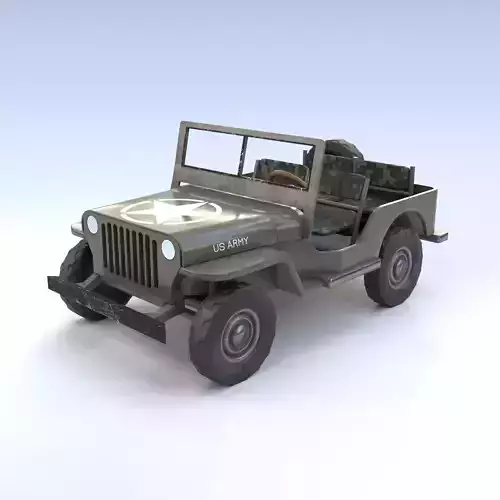 Jeep willys lowpoly car textured