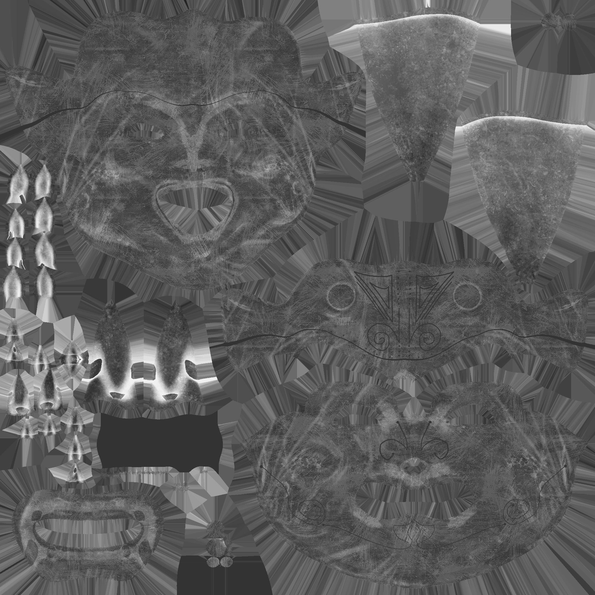 Oni Mask -2 Red White - Hannya Fantasy Character Design Low-poly 3D model_19