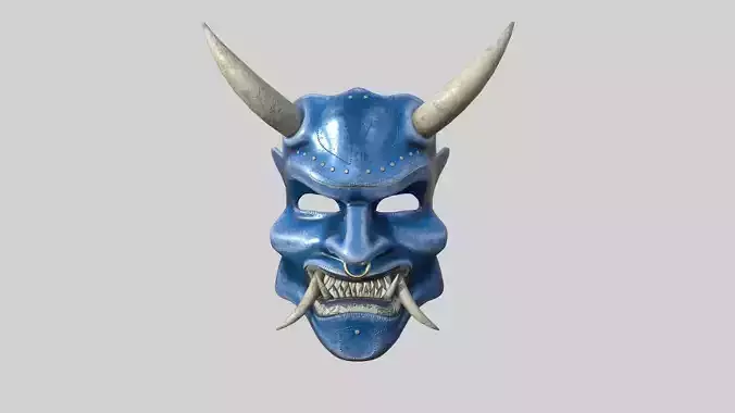 Oni Mask 03 Blue - Hannya Fantasy Character Design Low-poly 3D model