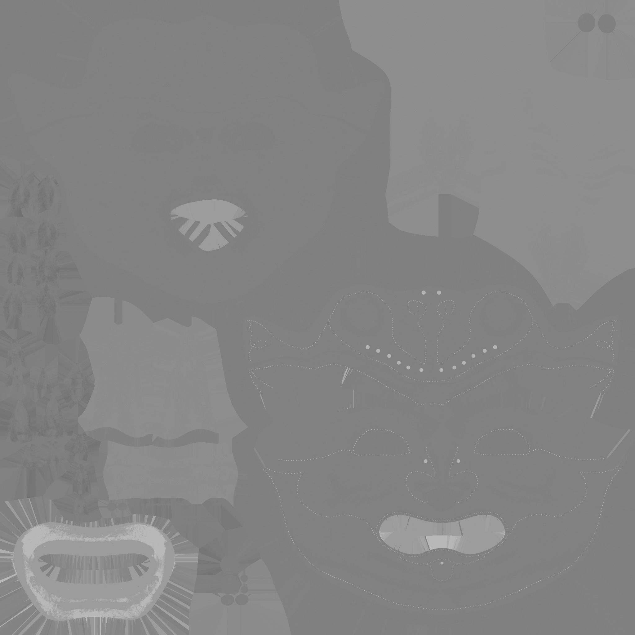 Oni Mask 05 Black - Hannya Fantasy Character Design Low-poly 3D model_18