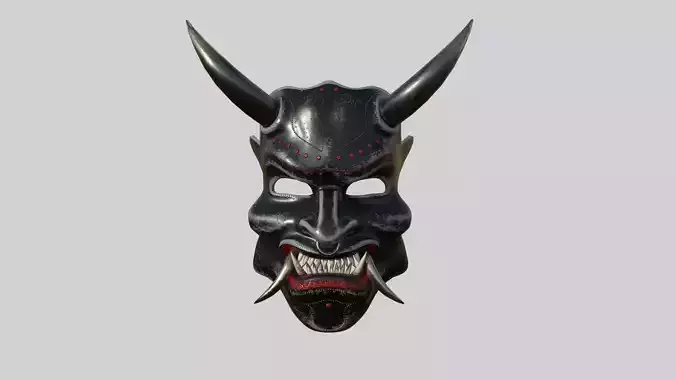Oni Mask 05 Black - Hannya Fantasy Character Design Low-poly 3D model