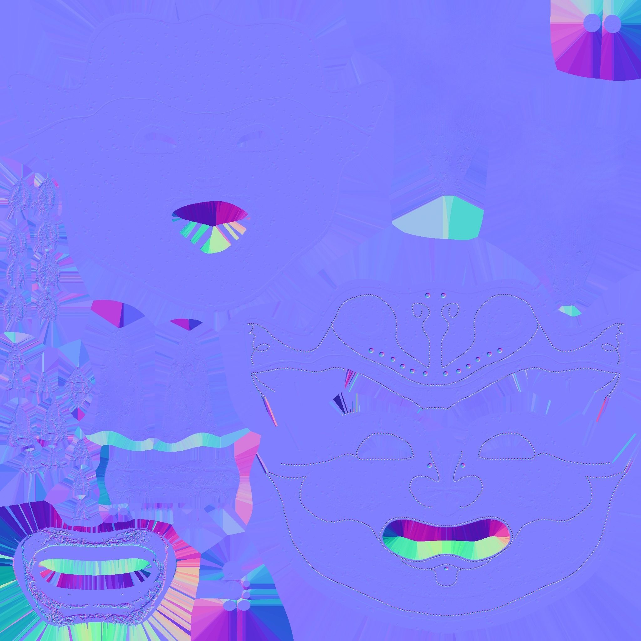 Oni Mask 05 Black - Hannya Fantasy Character Design Low-poly 3D model_20