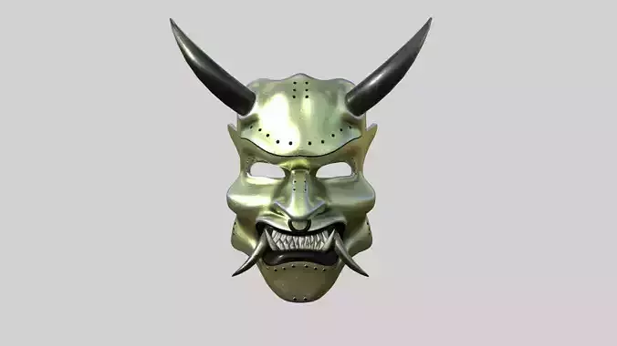 Oni Mask 06 Golden - Hannya Fantasy Character Design Low-poly 3D model