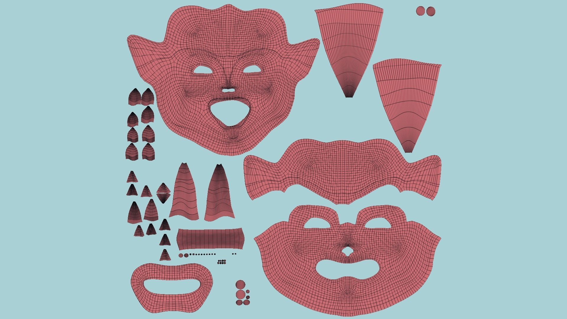 Oni Mask 07 White Full - Hannya Fantasy Character Design Low-poly 3D model_12