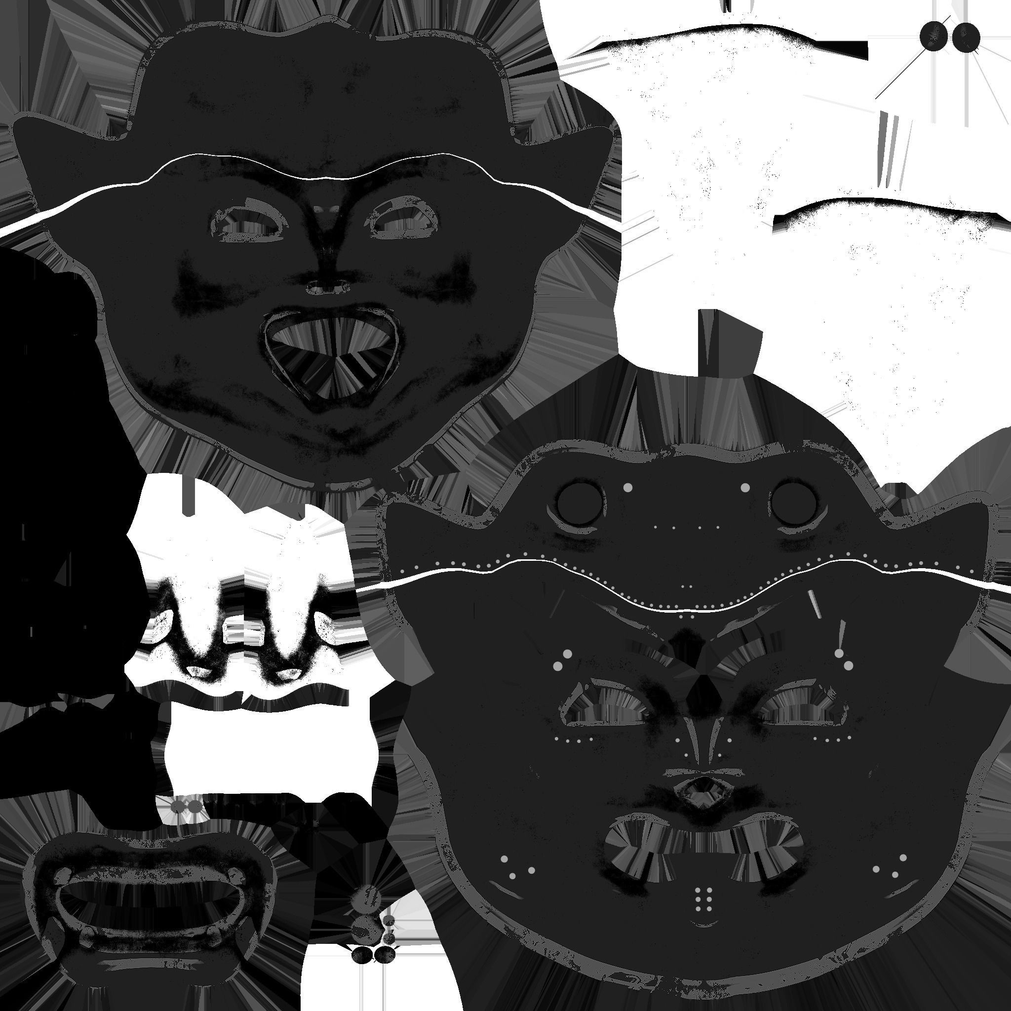 Oni Mask 07 White Full - Hannya Fantasy Character Design Low-poly 3D model_20