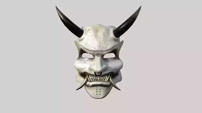 Oni Mask 07 White Full - Hannya Fantasy Character Design Low-poly 3D model