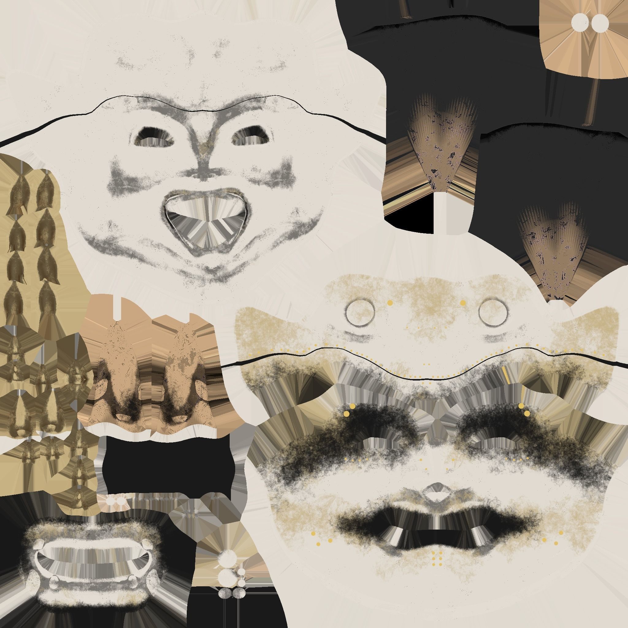 Oni Mask 07 White Full - Hannya Fantasy Character Design Low-poly 3D model_18