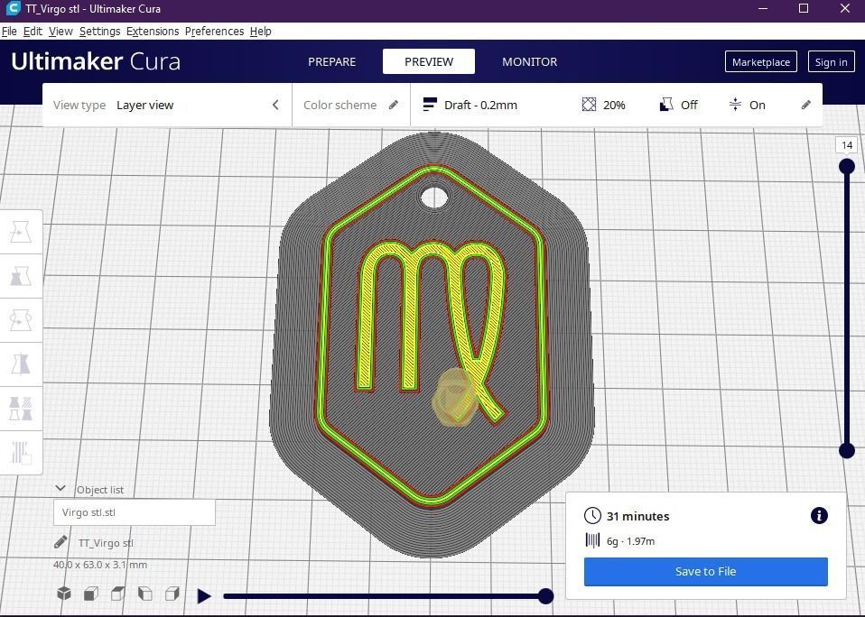 Virgo pendant key ring 3D print model_11