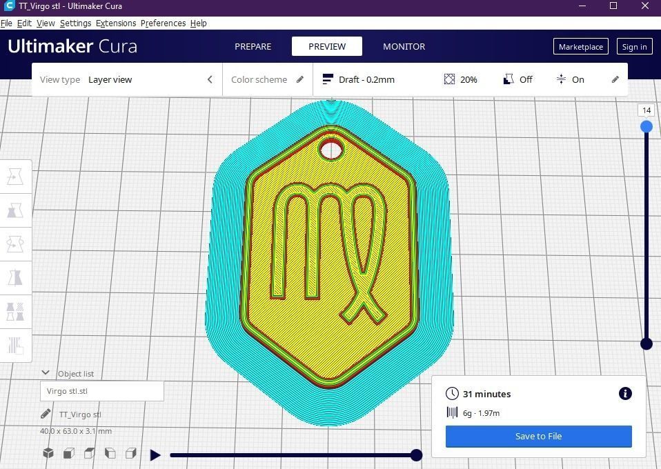 Virgo pendant key ring 3D print model_1