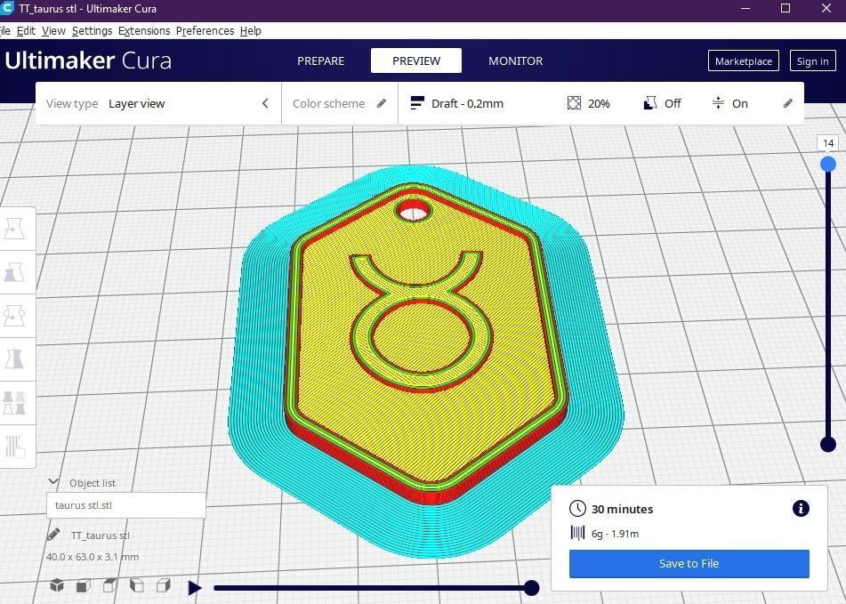 Taurus pendant key ring 3D print model_1