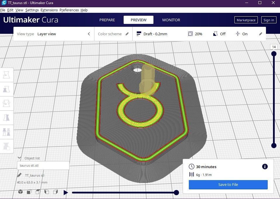 Taurus pendant key ring 3D print model_11
