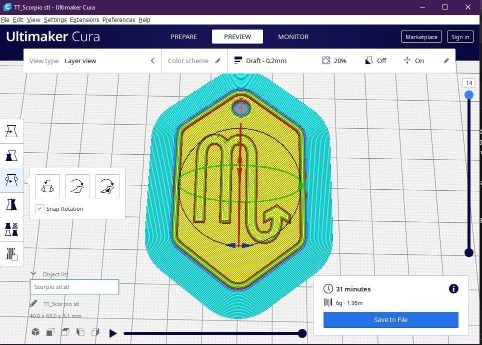 Scorpio pendant key chain 3D print model_1