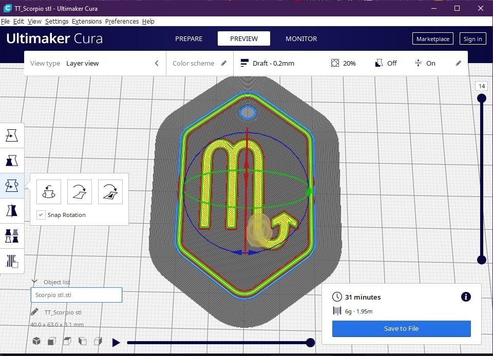 Scorpio pendant key chain 3D print model_13