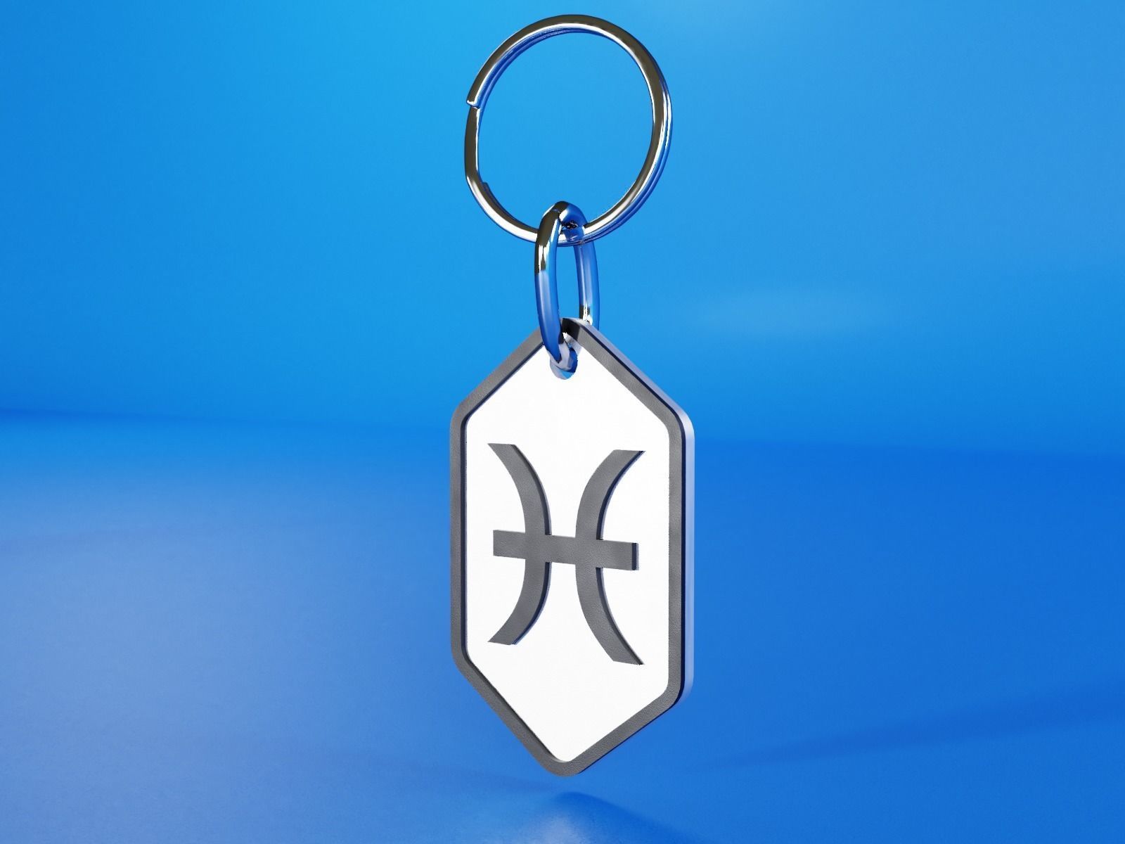 Pisces pendant key ring 3D print model_5