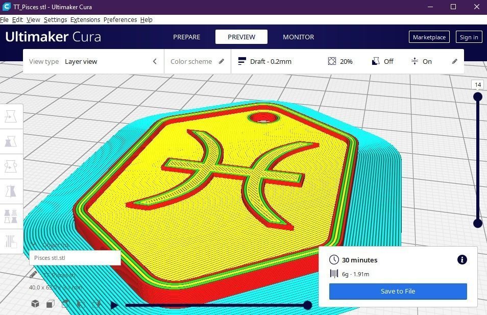 Pisces pendant key ring 3D print model_11
