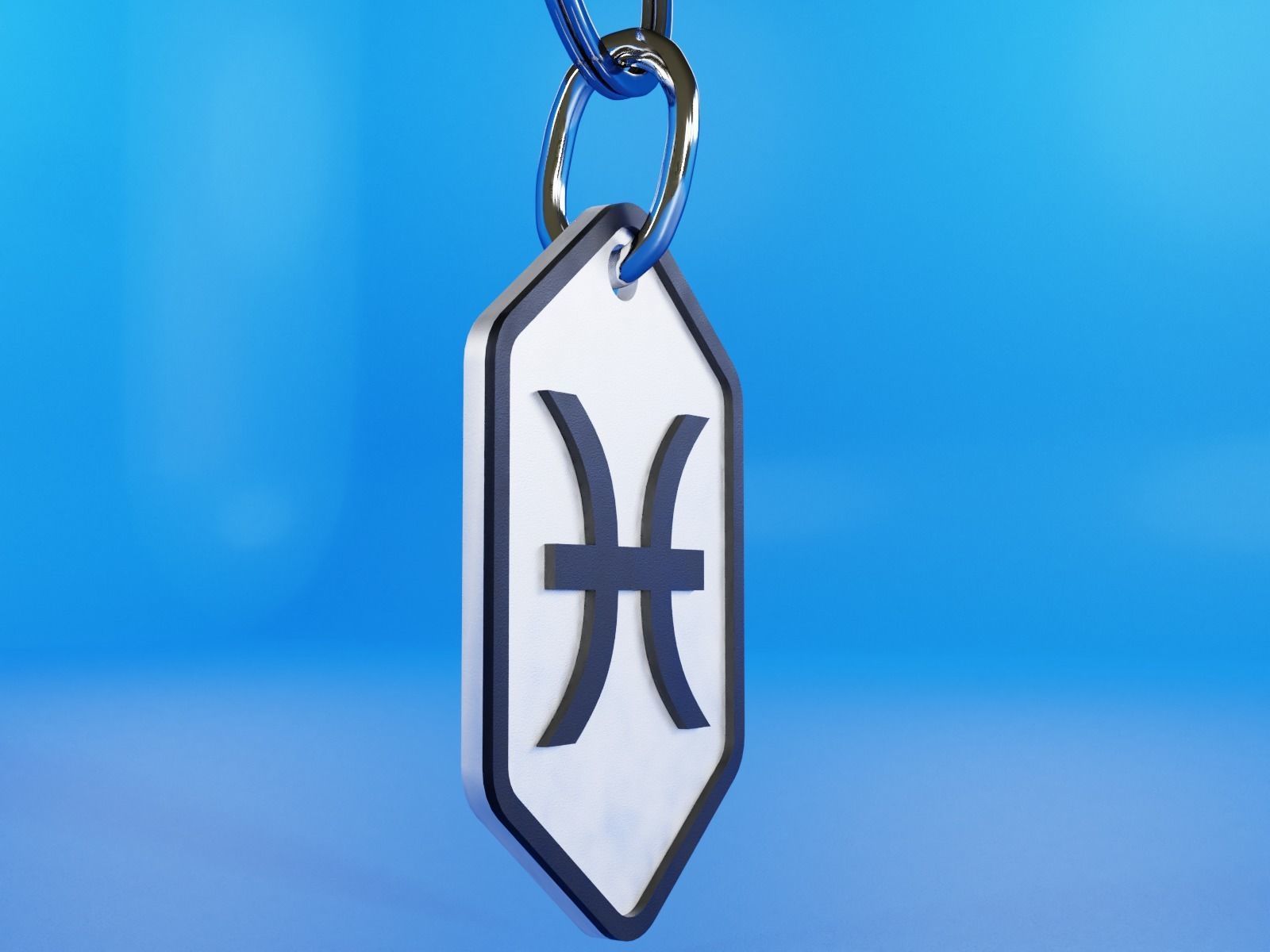 Pisces pendant key ring 3D print model_8