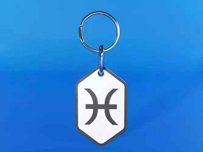 Pisces pendant key ring 3D print model